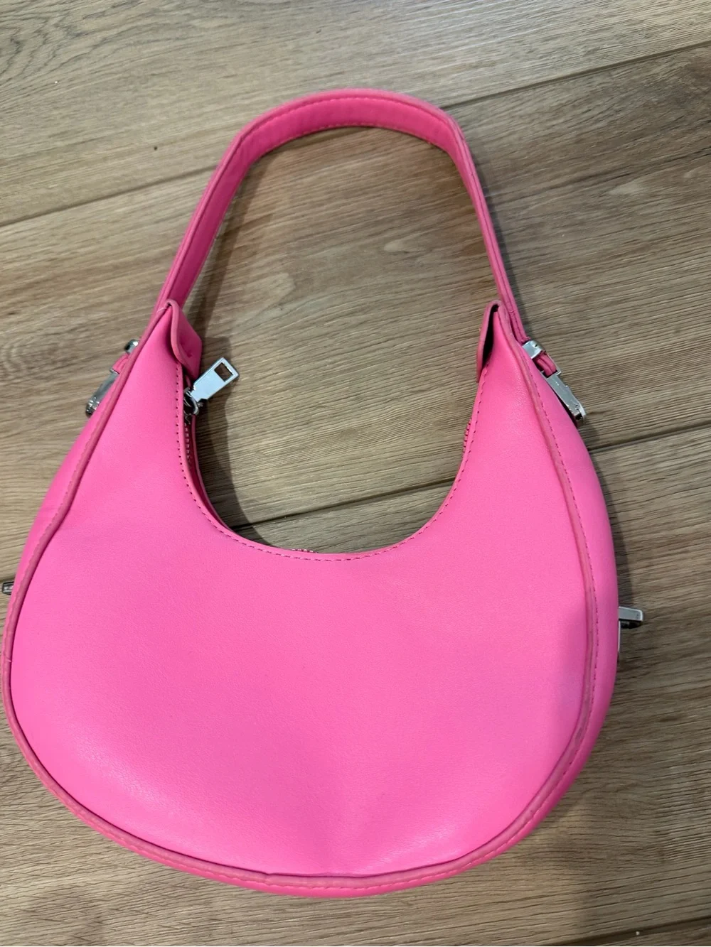Hot Pink Crescent Shoulder Bag - Women's Stylish Hobo